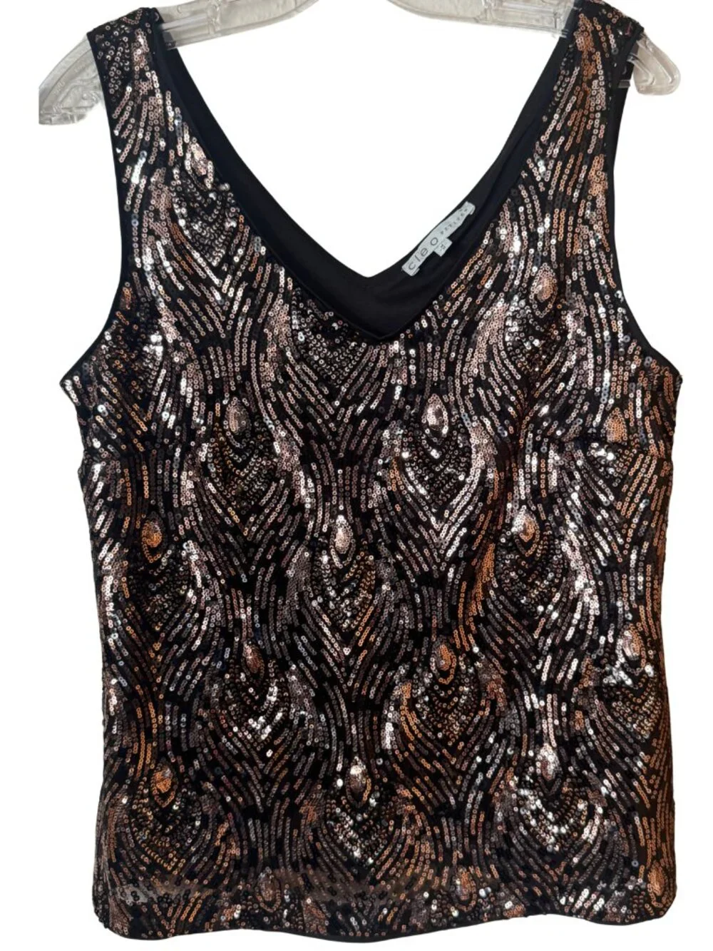 Cleo Petites Bronze Sequin Tank Top – Medium - Picture 3 of 6